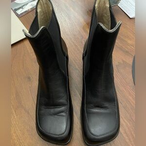 Fluevog boots with heart heel